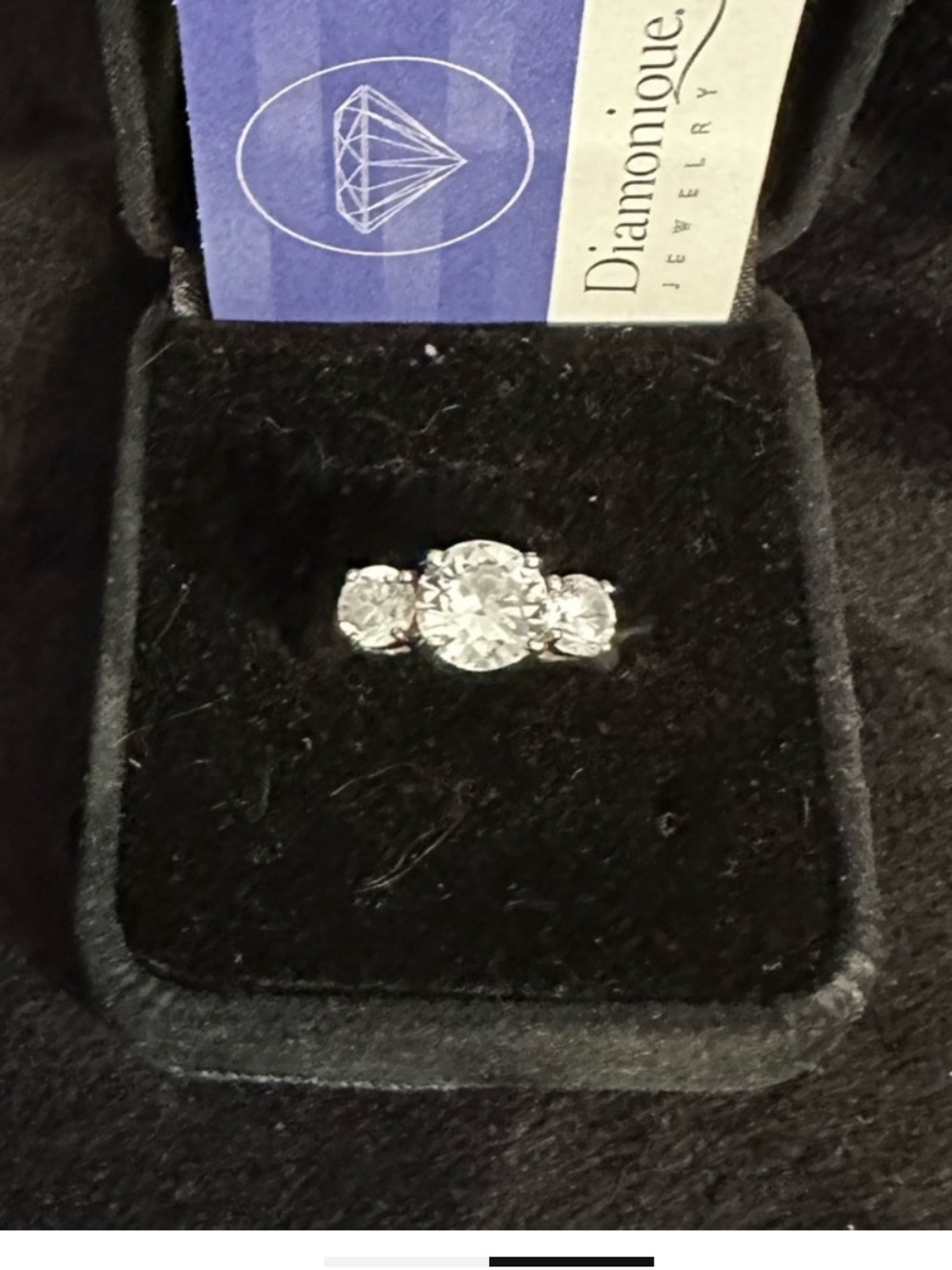 Diamonique 3 Stone Wedding Ring